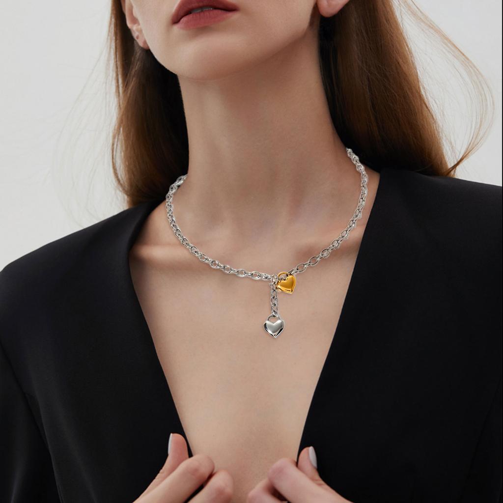 Elegante 18K vergoldete Edelstahl Liebesherz Anhänger Halskette Tragbar für Jubiläen und besondere Anlässe