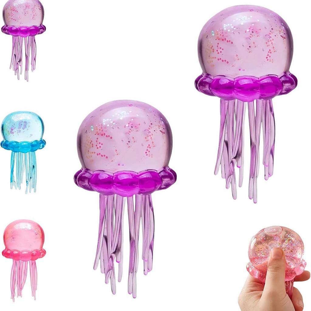 Glitzer-Quallen-Squishy-Spielzeug, Weiche Quetsch-Stressabbau-Fidget-Spielzeuge für Kinder, Ideal für Schreibtischdekoration und Angstlinderung