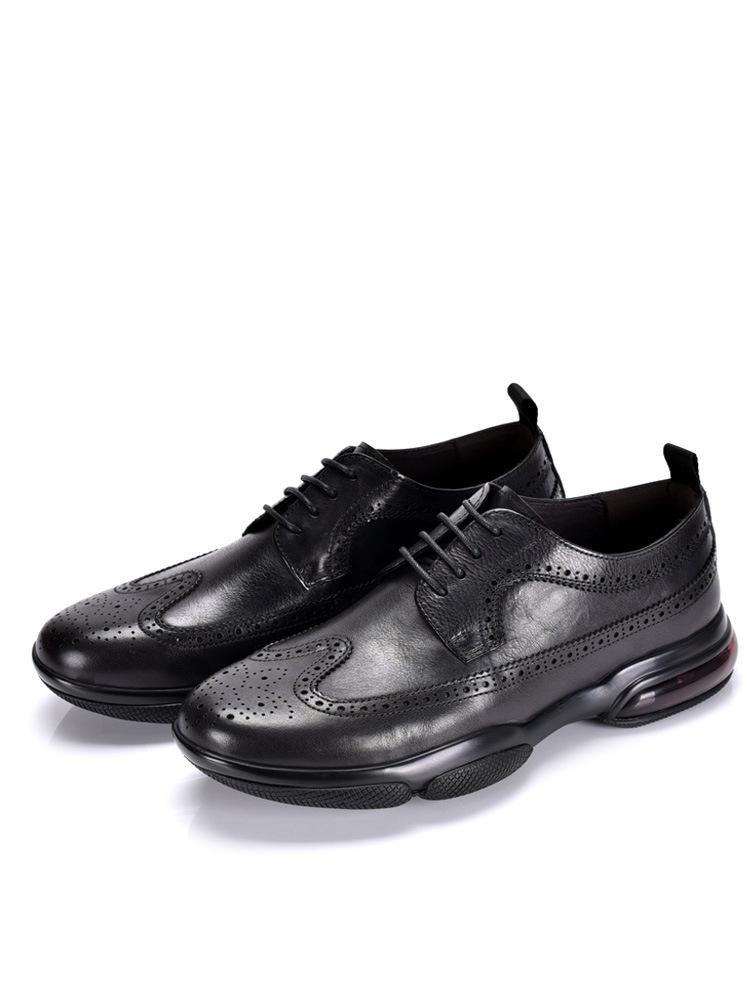 

2024 Новые повседневные кожаные туфли Brock Carved Business на воздушной подушке в стиле ретро для мужчин в британском стиле 44 чёрный