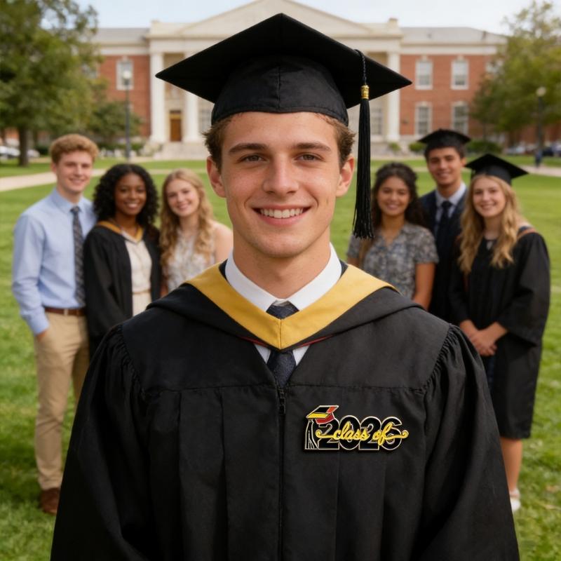 Elegante Spilla da Bavero Cappello di Laurea Commemorativo 2026 con Smalto Liscio Lega Spilla di Sicurezza per Risvolto