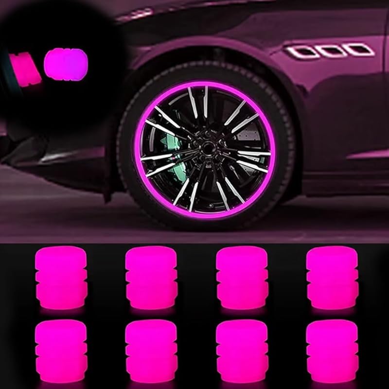 100PCS Glow-in-The-Dark Car Tire Valve Cap Luminous Night Rider Covers Universal Fluorescent Waterproof Lights Stem Caps for Most Vehicle Tires