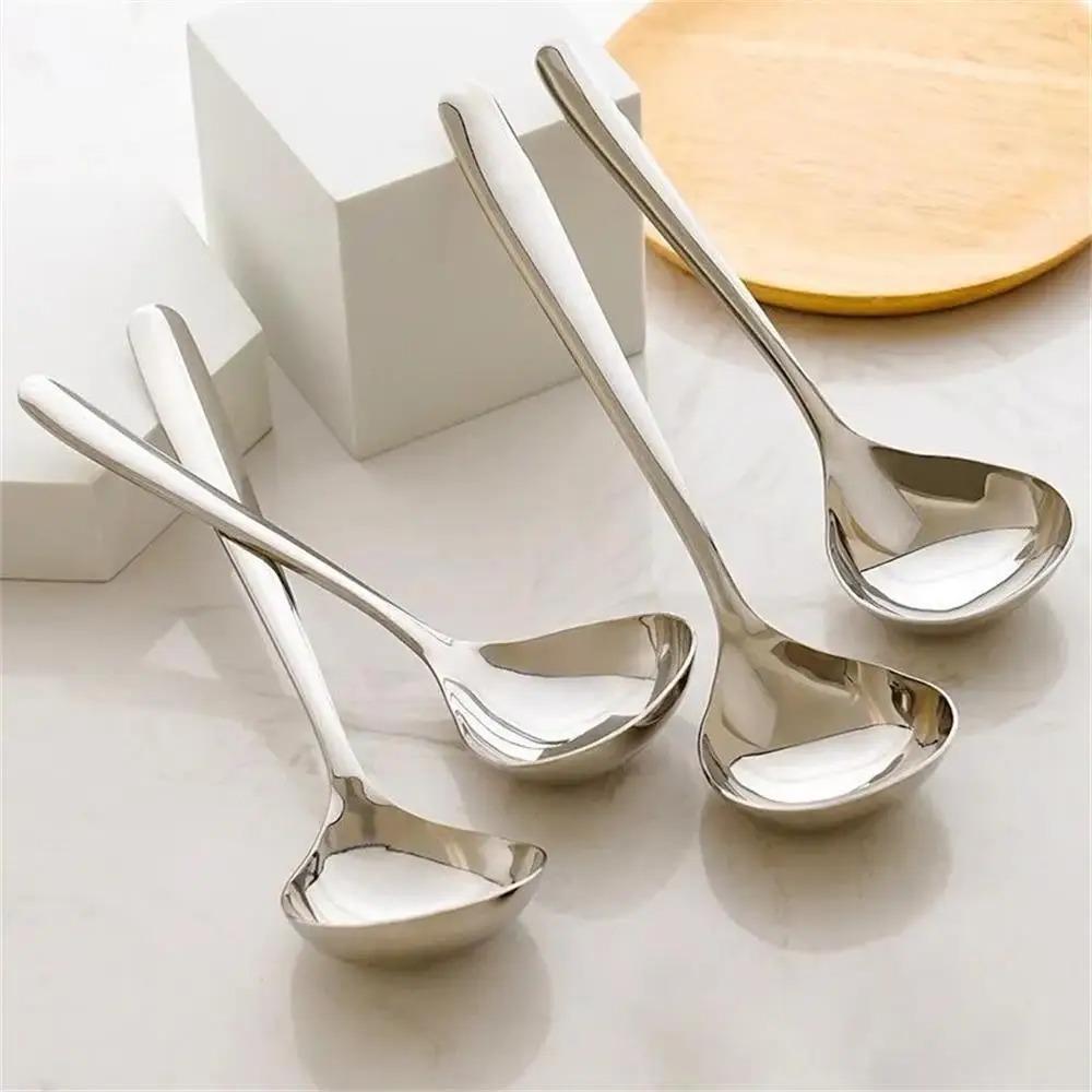 1pcs 304 Stainless Steel Soup Spoon Soup Spoon Rice Spoon Long Handle Thickened Big Head Cutlery Household Kitchen Set Soup Spoo
