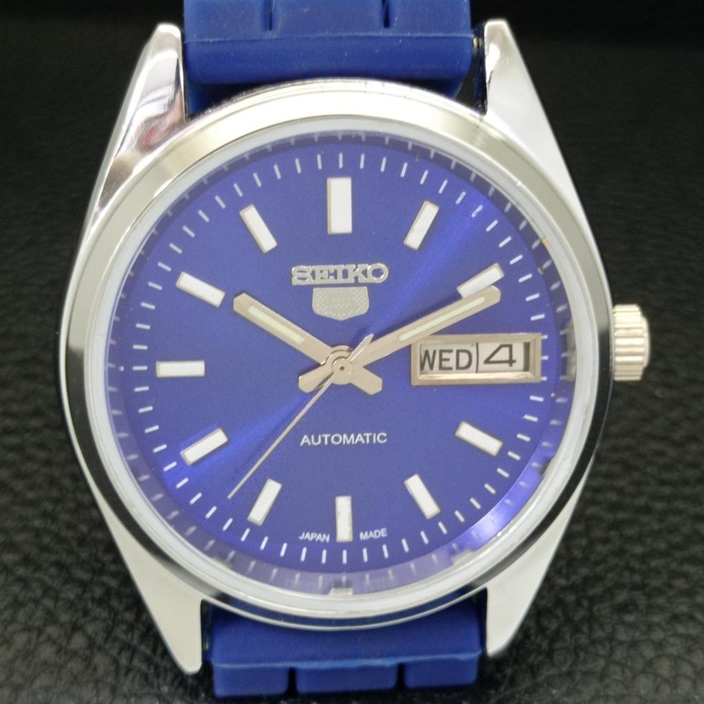 AUTOMATIC VINTAGE REFURBISHED SEIKO 5 JAPAN MENS BLUE COLOR DIAL WATCH a440607-4 Sk-a440607