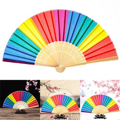 Regenbogen Faltfächer Bambus Faltfächer Chinesische Kung Fu Fächer Elegantes Geschenk für Frau Mädchen Dame Dekoration