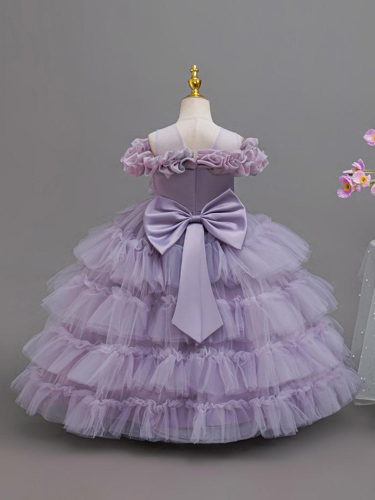 Little Girl's Princess Piano Performance Gown - Elegant High-End Wedding Tulle Cake Skirt Dress