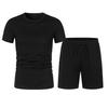 2ks/sada Pánská sportovní sada Tričko s kulatým výstřihem a krátkým rukávem Šortky s elastickým pasem a nastavitelnou stahovací šňůrkou Ležérní outfit