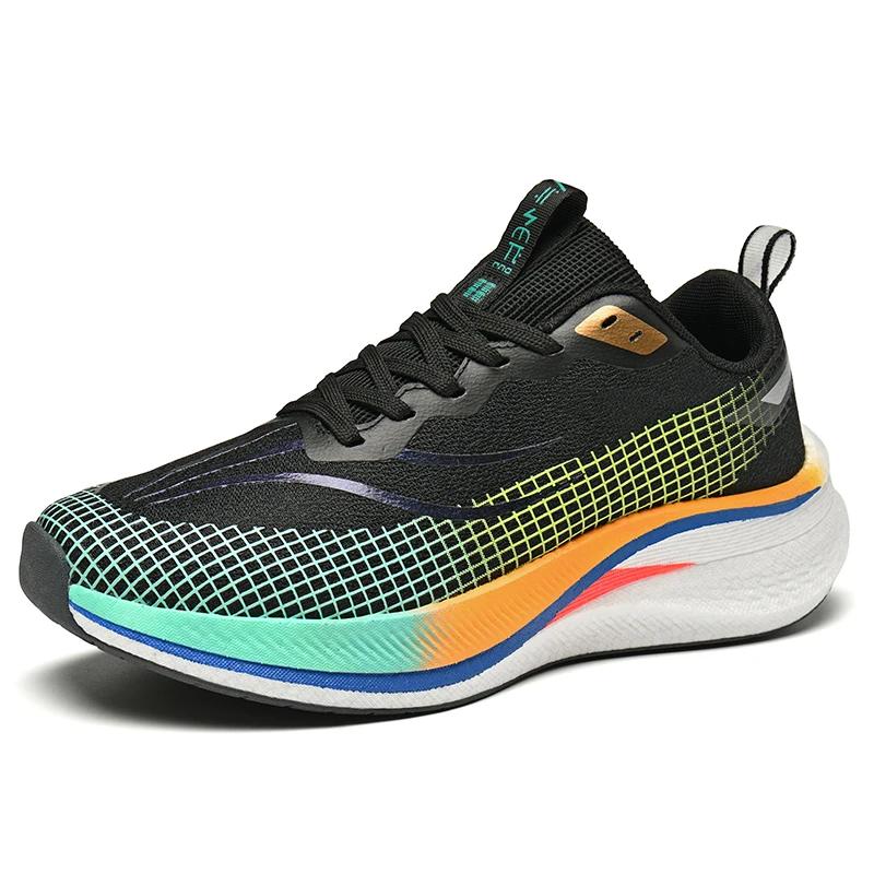 

Carbon Version Marathon Sports Running Shoes Men Breathable Lightweight Women s Comfortable Athletic Nonskid Leisure Sneakers 35 чорний