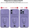 Luxury Slider Lens Privacy Protection Phone Case For iPhone 17 16 E 15 14 13 12 11 Pro Max Plus Magnetic Ring Card Holder Cover