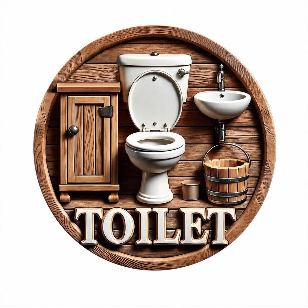 Wall Art Sign Circle Decor Plaque Hanging Pendant Toilet Decor Plate Home Decor