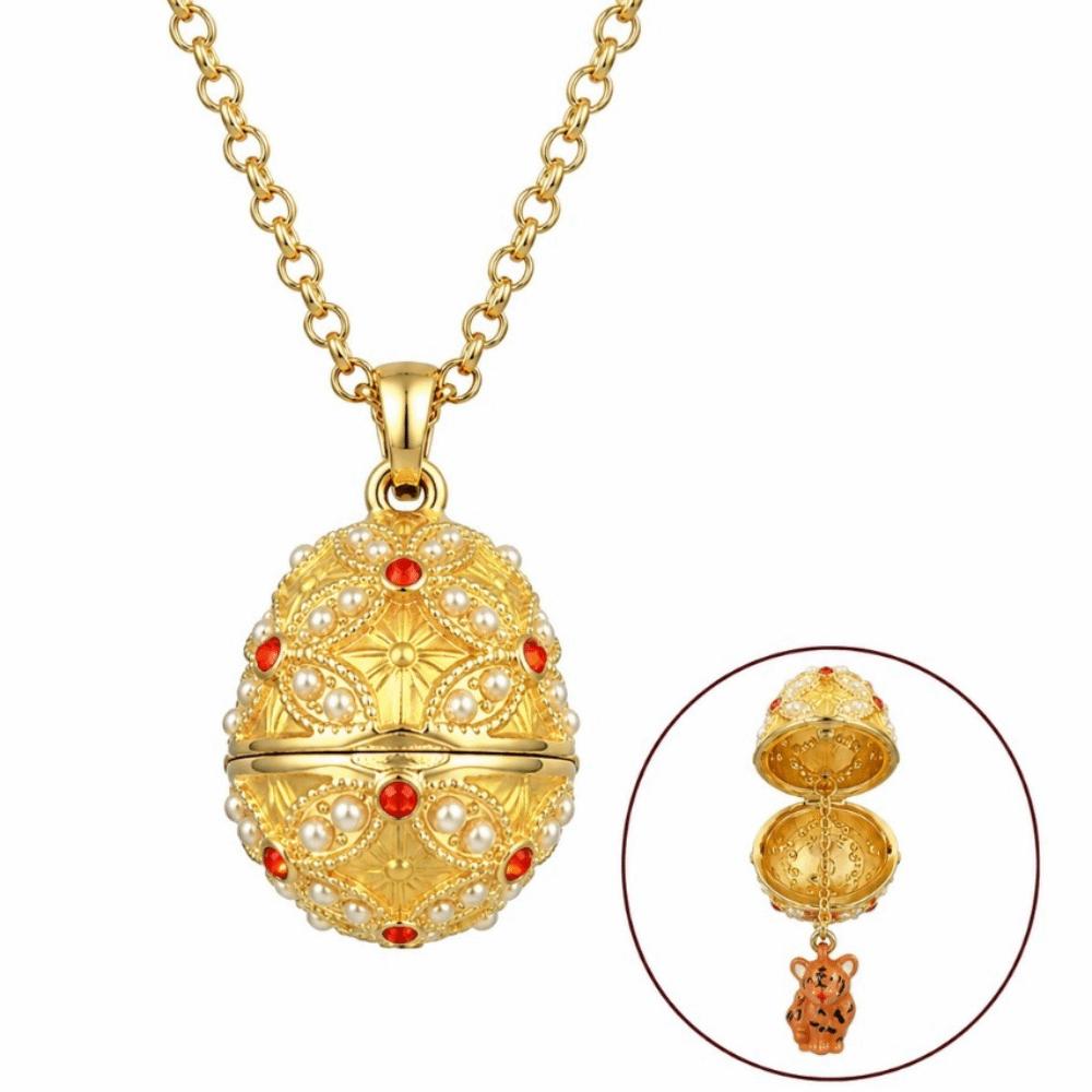 Copper Egg Pendant Necklace Egg Shape Egg Charm Vintage Style Zodiac Necklace Daily Wear