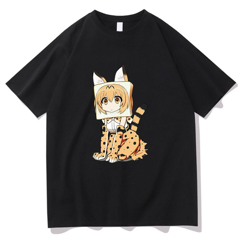 Аниме Kemono Friends Serval футболка унисекс Harajuku эстетическая футболка Kawaii унисекс с героями мультфильмов высокое качество хлопковые футболки Корея 2XL
