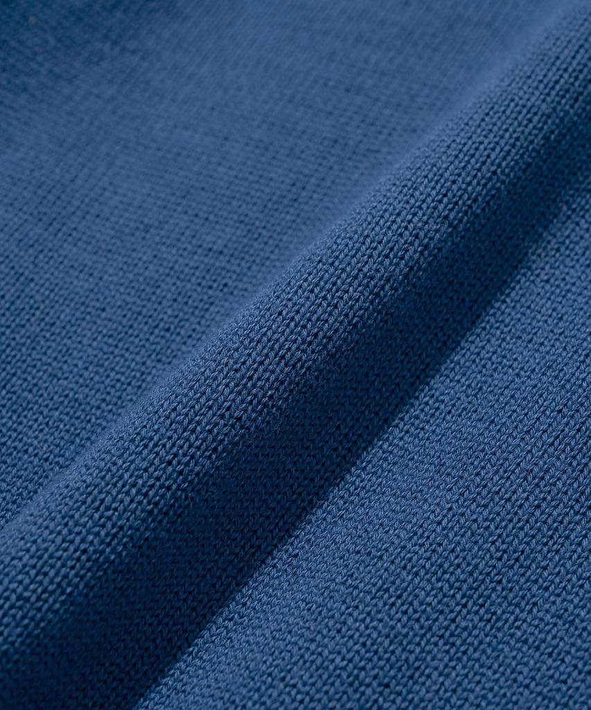 KNITTED Cotton Button Collar Knit Dawn Blue