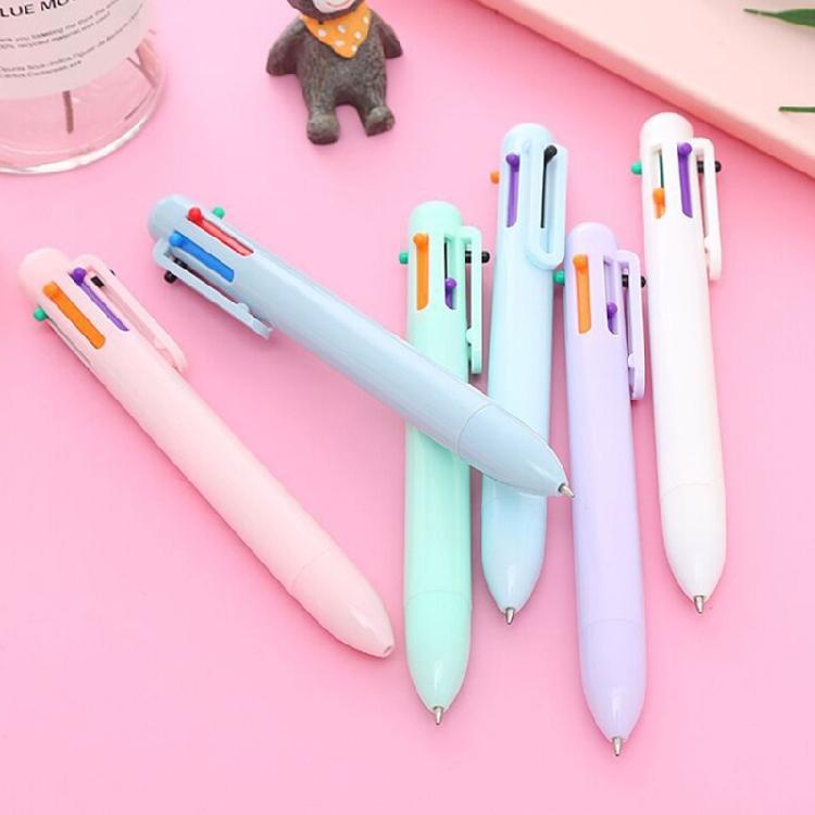 6pcs 6 Colors Retractable Ballpoint Pen 0.5mm Smooth Writing Tool Multicolor Pen For Sketching Notetaking Tasks