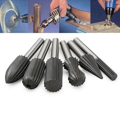 Ferramenta elétrica-conjunto de 6 peças rebarbas de carboneto de tungstênio fresas de topo de carboneto 6mm