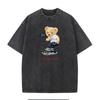 Vintage Washed Black Streetwear T-Shirt Skateboarding Teddy Bear Graphic Tee,men&women Unisex T-shirt