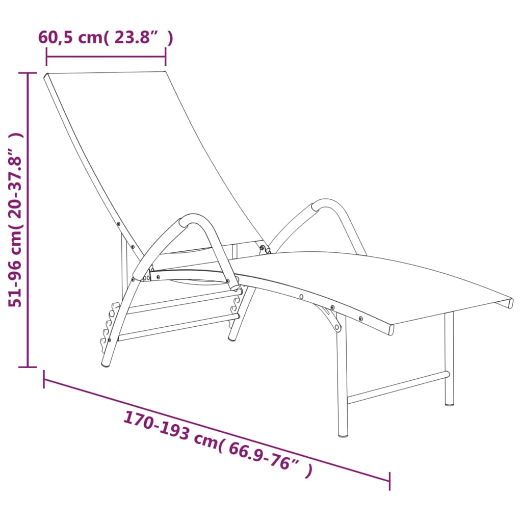 Sun Lounger Textilene and Aluminum Black