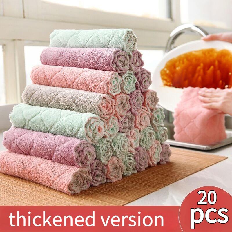 20pcs Pastel Cleaning Cloths -Soft Non-Abrasive Kitchen, Bathroom, Household Cleaning Rags - Reusable Cloths for Multi-Purpose