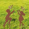 **1pc Metal Silhouette Boy Girl Art Outdoor Garden Farmhouse Decor**