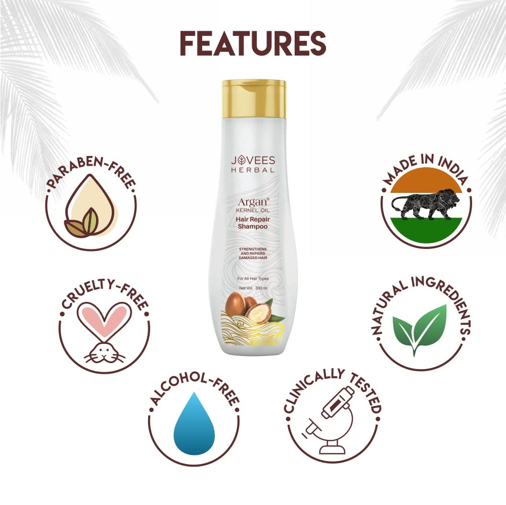 Jovees Herbal Argan Kernel Oil Shampoo 300ml For Hair Repair Strength & Frizz-Free All Hair Types