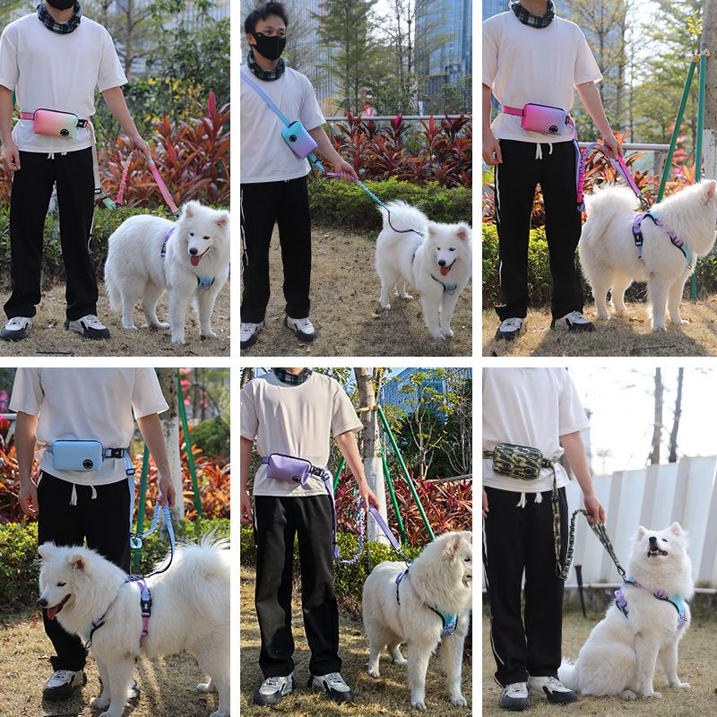 Pet Leash Explosion-Proof Waist Bag Portable Dog Running Reflective Leash