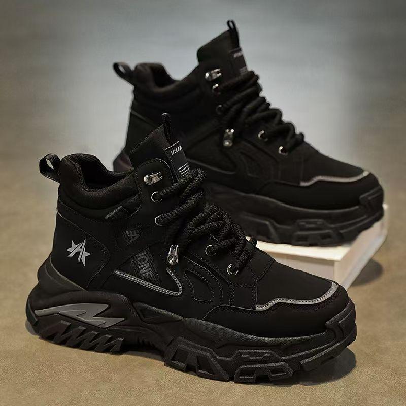 Men's Leather Boots Autumn Black Thick-soled Non-Slip Work Martin Boots Yellow Outdoor Mountaineering Sports Casual Tooling Boots