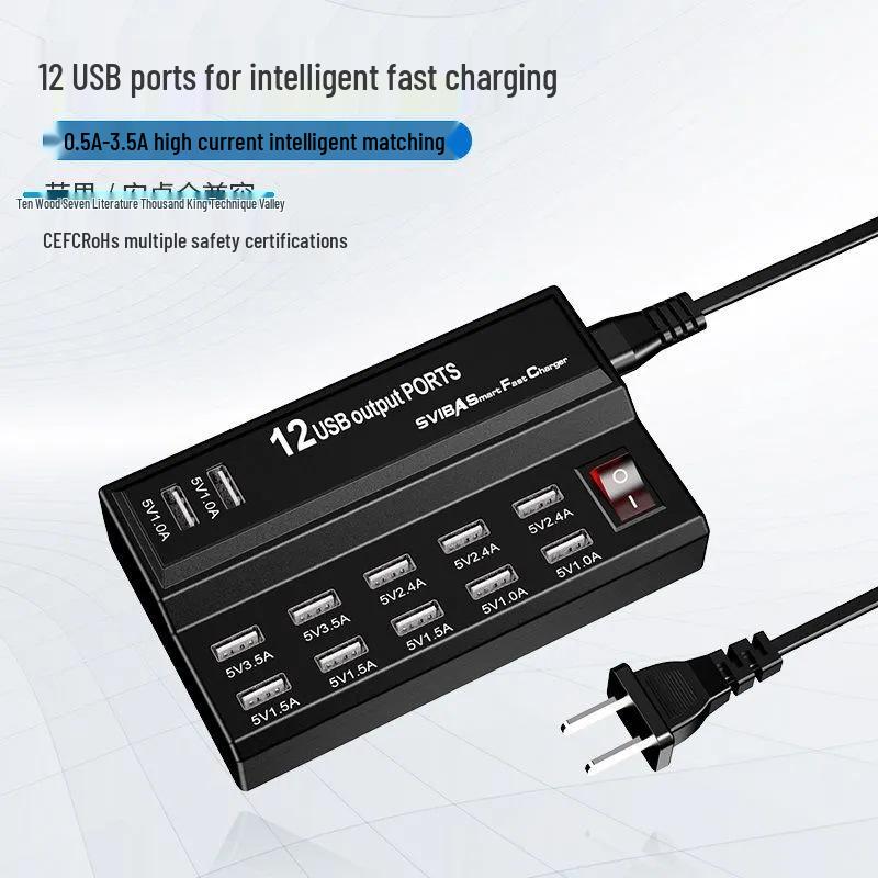 100W 20-Port Multi-Device USB Charger for Phones