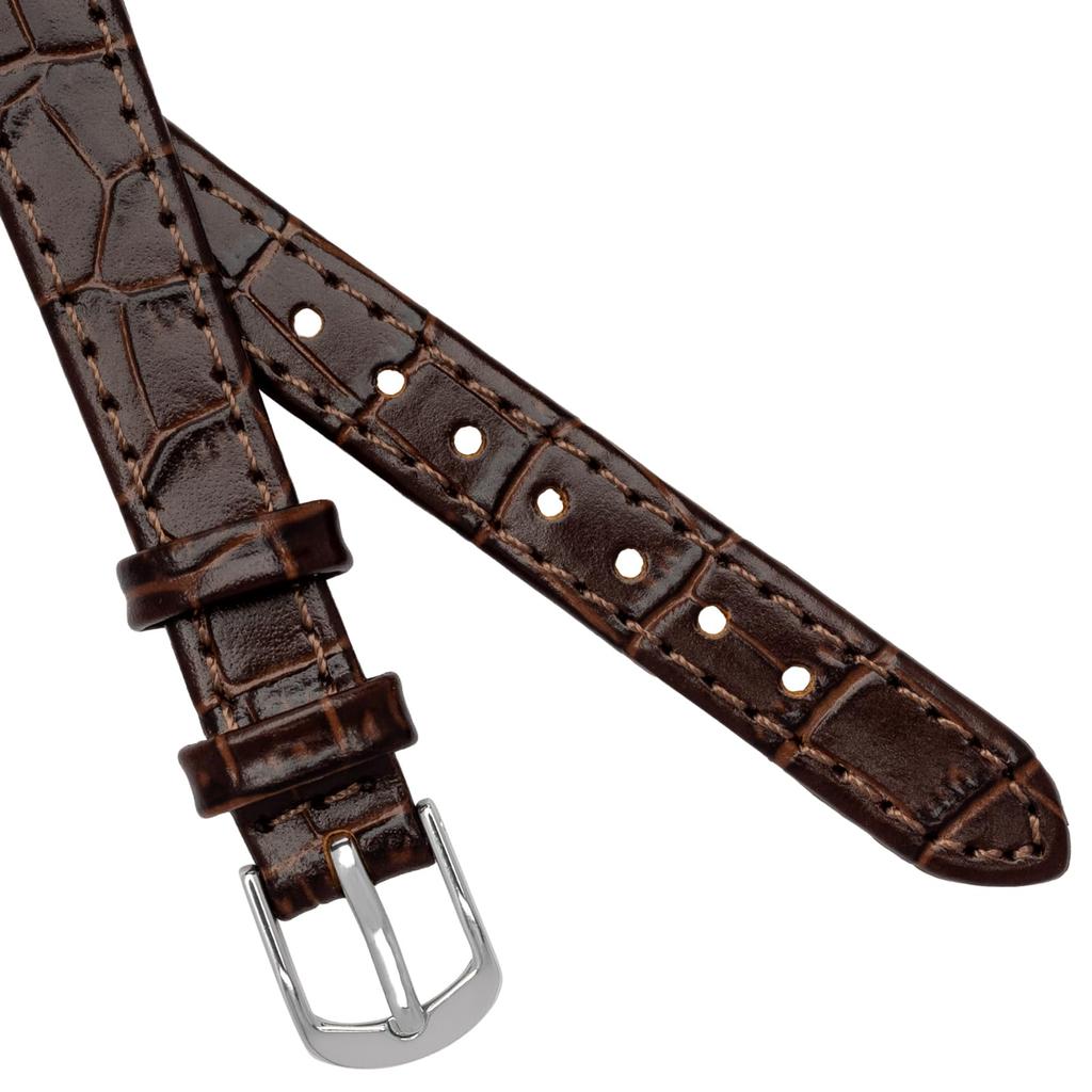 [Clefer] Uhrenarmband 18mm Leder Synthetisches Leder Geprägtes Krokodilarmband Einfach zu bedienen Werkzeug enthalten Braun L-81 BL-CF033-18