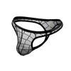 Simple Fashion Plaid Hollow Men's Mesh Thongs Transparent Ultra-thin Male Briefs Low Waist Breathable T Back Panties Male