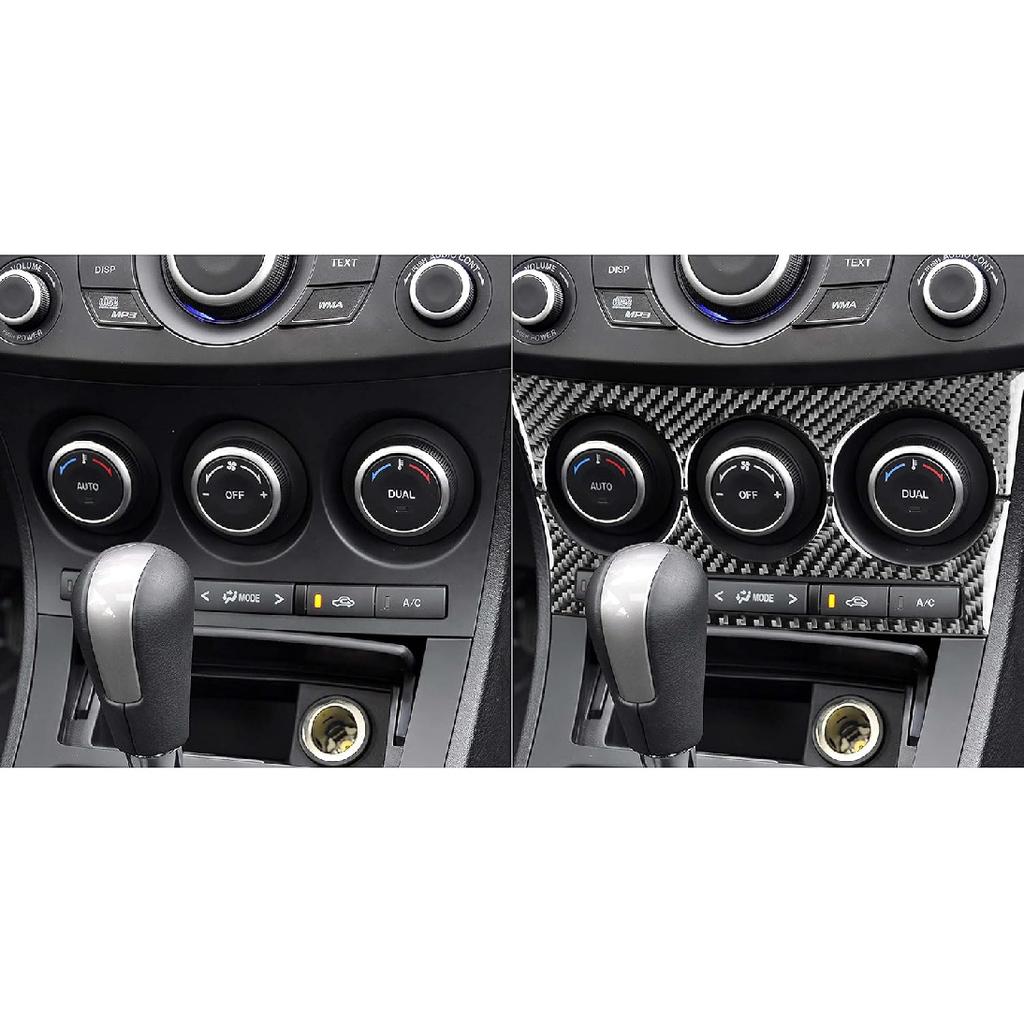 Kohlefaser Autozubehör Innenaufkleber Kompatibel mit Mazda 3 Axela 2010-2013 Mazdaspeed 3 Klimaanlagen-Klimaregelung Bedienfeld AC-Knopf