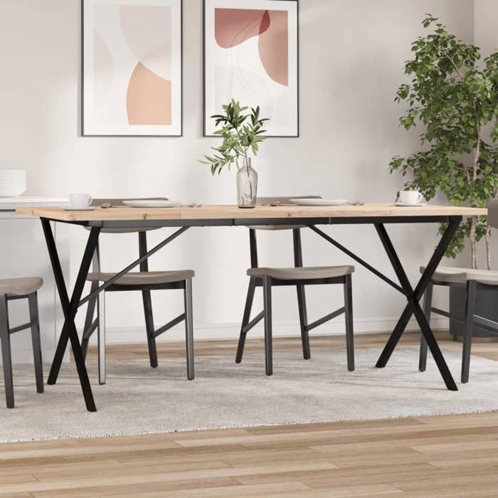 VidaXL Table à Manger Cadre en X, Table à Dîner, Table de Repas Cuisine Restaurant Intérieur, 180x90x75,5 cm Bois de Pin 3282766