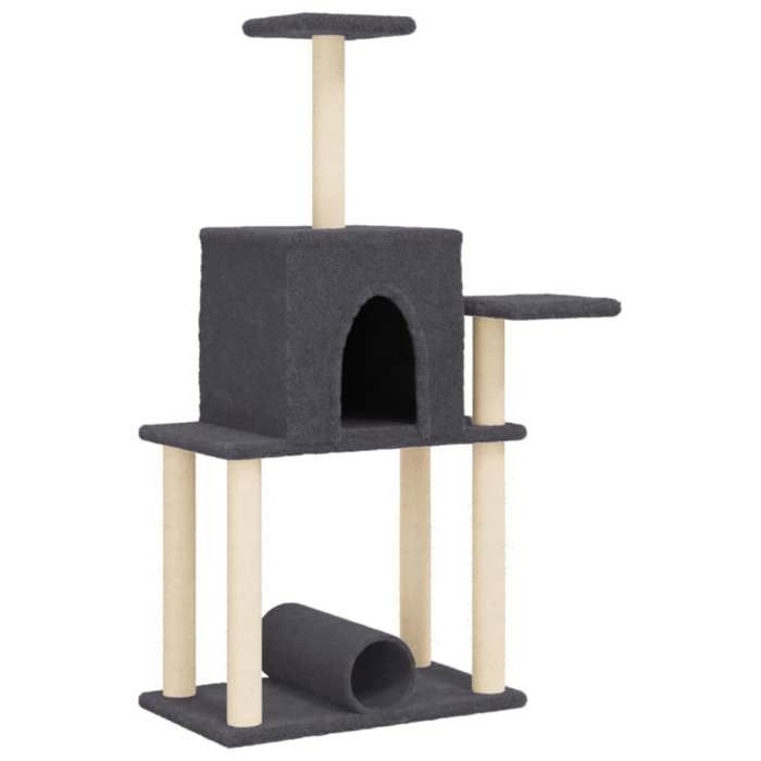 VidaXL Cat Tree with Sisal Scratching Posts Dark Grey 122 Cm 172090