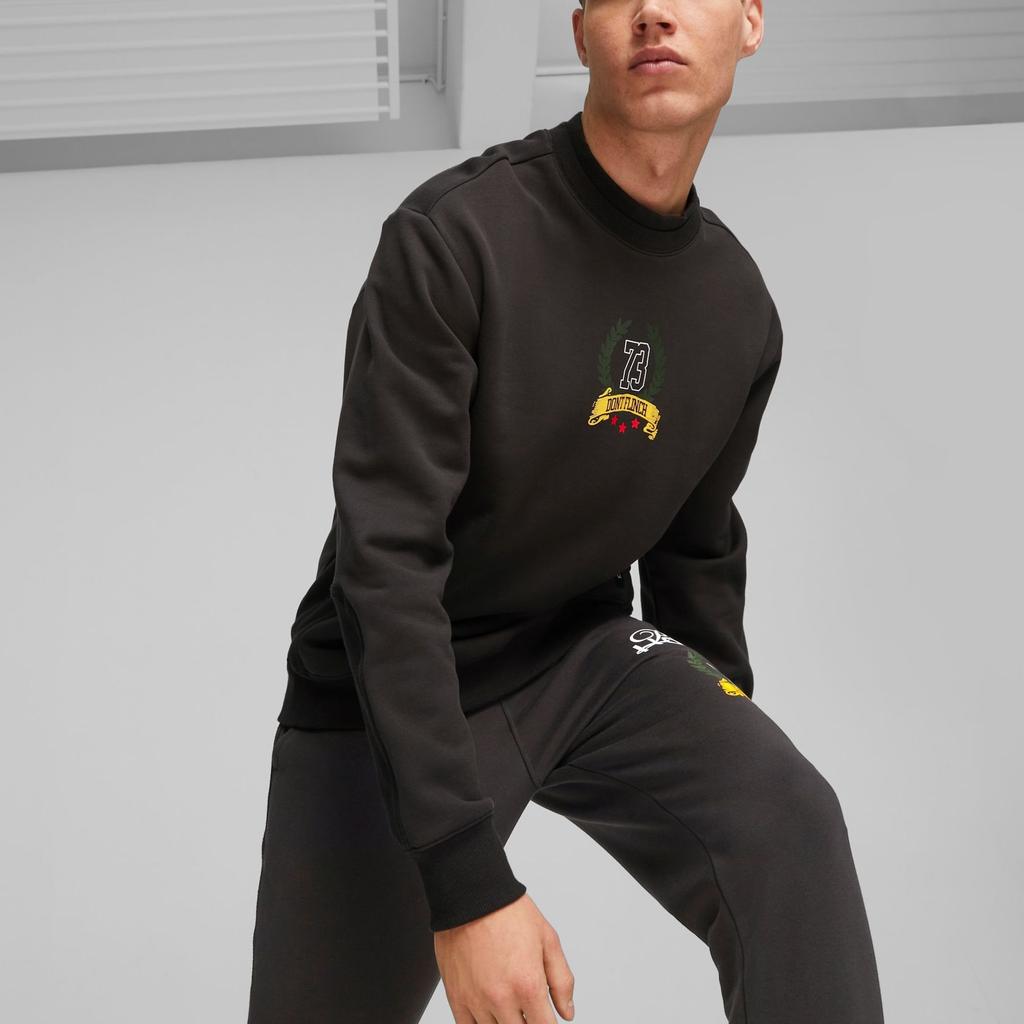 Puma Franchise Basketball Sweatshirt Letter Print Casual Round Neck Loose Sports Hoodie Men Sweatshirt Black 622021-01