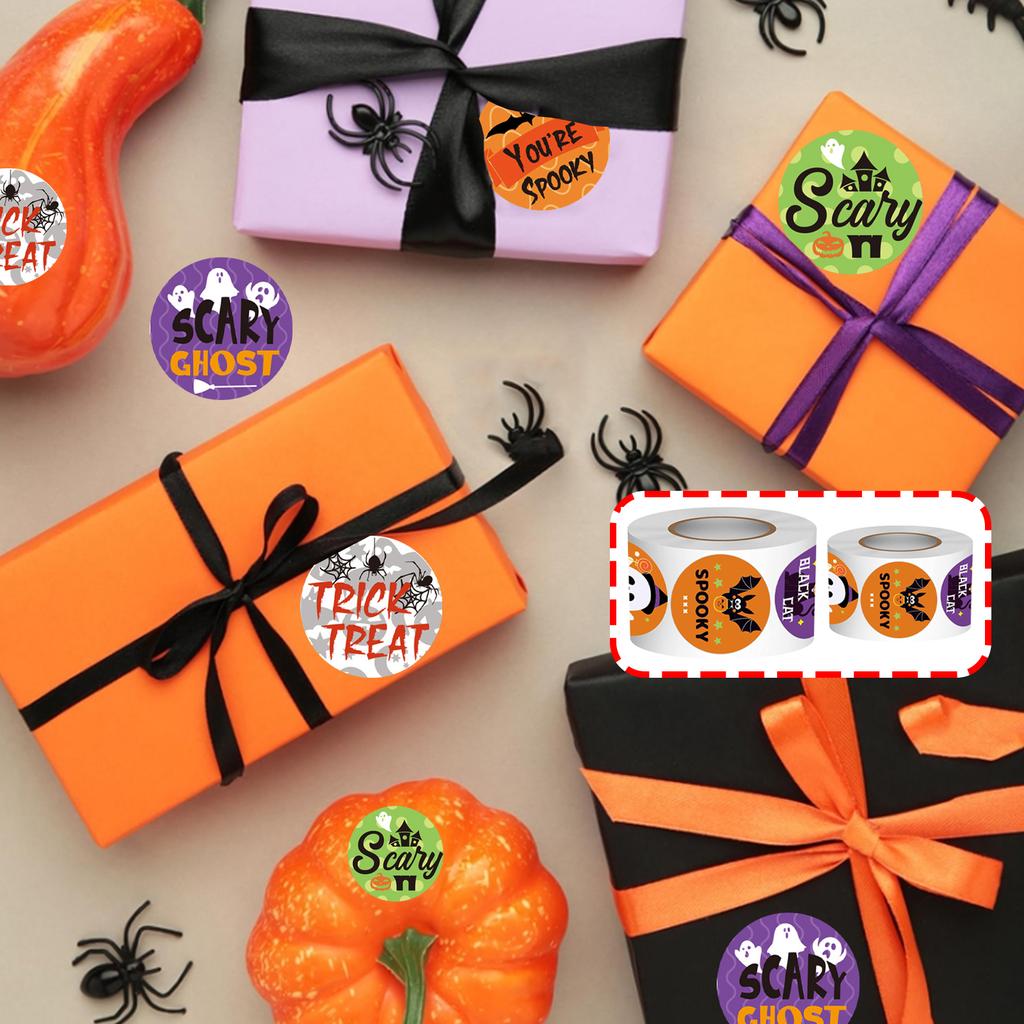 500Pcs/Roll Halloween Candy Bag Sticker Decorative Closures Seal Label Envelope Paster With Strong Adhesive Backing
