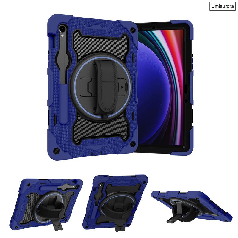 For Samsung Tab S7 S8 S9 FE Plus S10 Ultra SM-X920 12.4" SM-X820 X610 X520 Shockproof Stand Strap Tablet Case Rugged Cover Funda