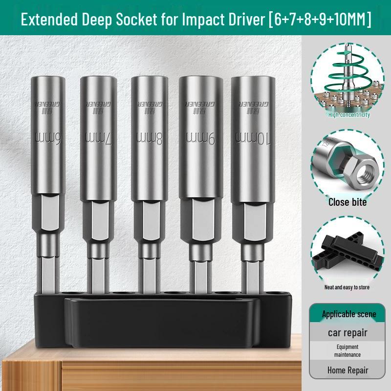 Green Forest 80mm Extended Hex Socket Air Drill Sleeve