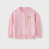 Korean Style Girls' Bear Embroidered Cotton Sweater Cardigan for Spring & Autumn