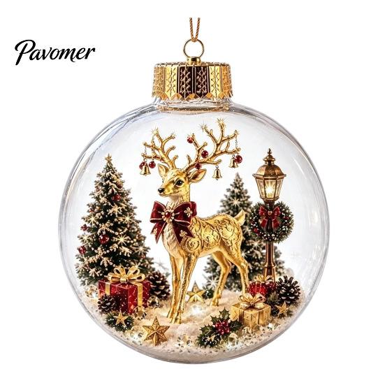 Winter Holiday Decorations Christmas Story Ornament, Acrylic Hanging Angel Santa Claus Keepsake Gifts Candy House Designs, Ball Shape Festive