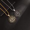 Stainless Steel Nordic Compass Pendant Necklace Men Women Amulet Jewelry Gift