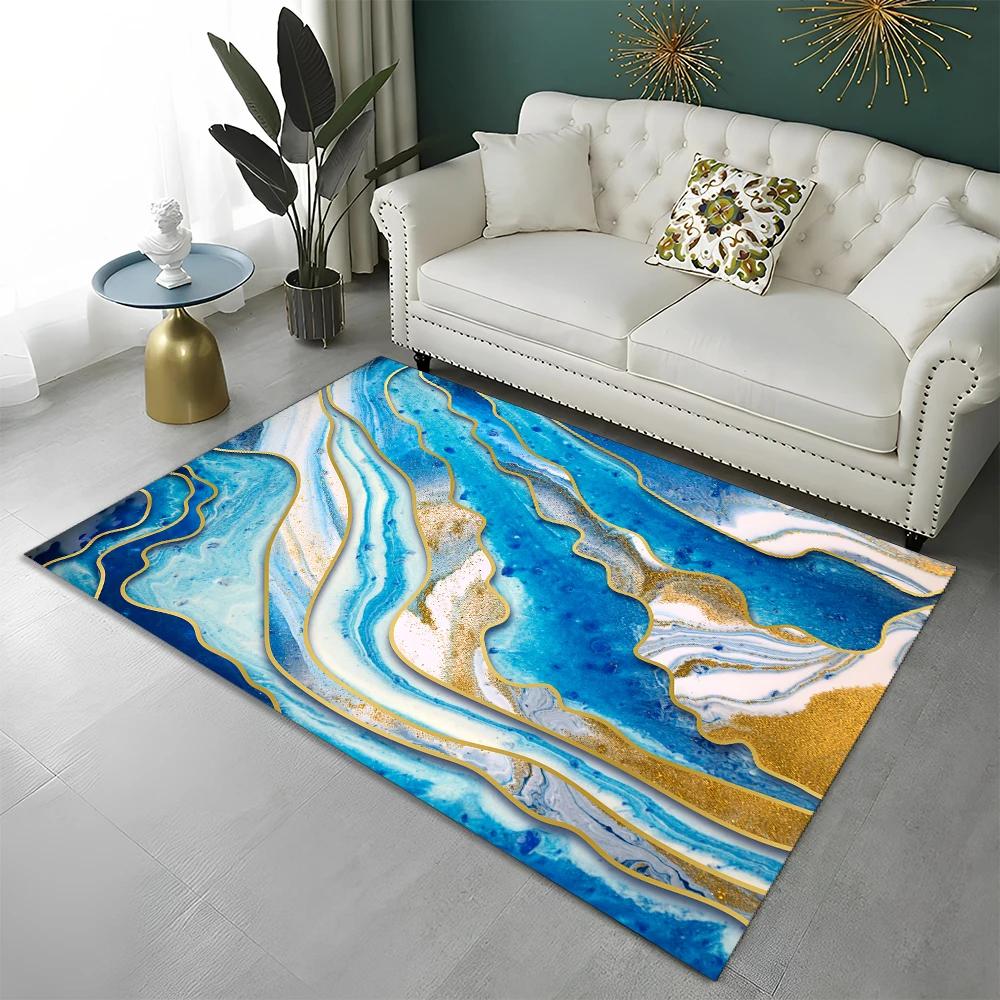 3D Colour Splendid Gold Nordic Marble Carpet Rug for Home Living Room Bedroom Sofa Doormat Decor,kid Area Rug Non-slip Floor Mat