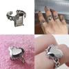 Elegant Korean Heart Shaped Adjustable Ring With High-end Design And Geometric Style