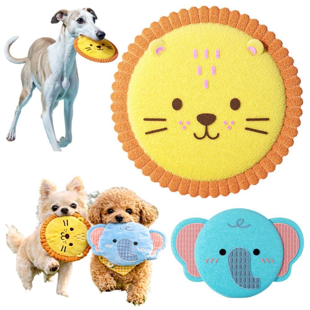 Soft Interactive Dog Throw Toy Colorful Puppy Chew Toy Dog Plush Flying Disc  Outdoor Sport