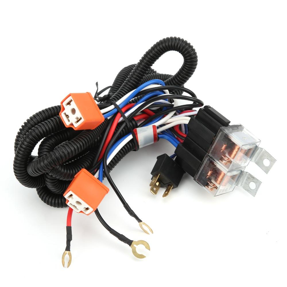 DC 12V H4 Headlight Relay Harness Ceramic Socket Relay Wiring Harness Kit Offroad Truck