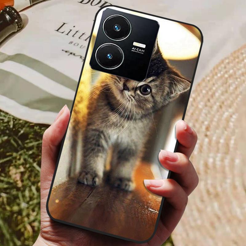 Für Vivo Y22 Hülle Weiches Silikon Stoßfeste Handyhülle für Vivo Y22 Y22s Y 22 s Hüllen Y 22 2022 Schwarzer Bumper Schutzhüllen