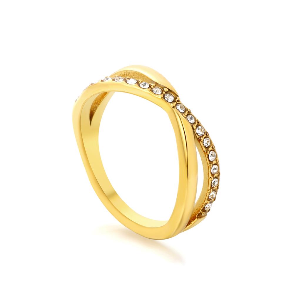 Accessories Fashion X-Diamond Ring Niche Design Cross Ring Stainless Steel Gold Plated Single Ring
