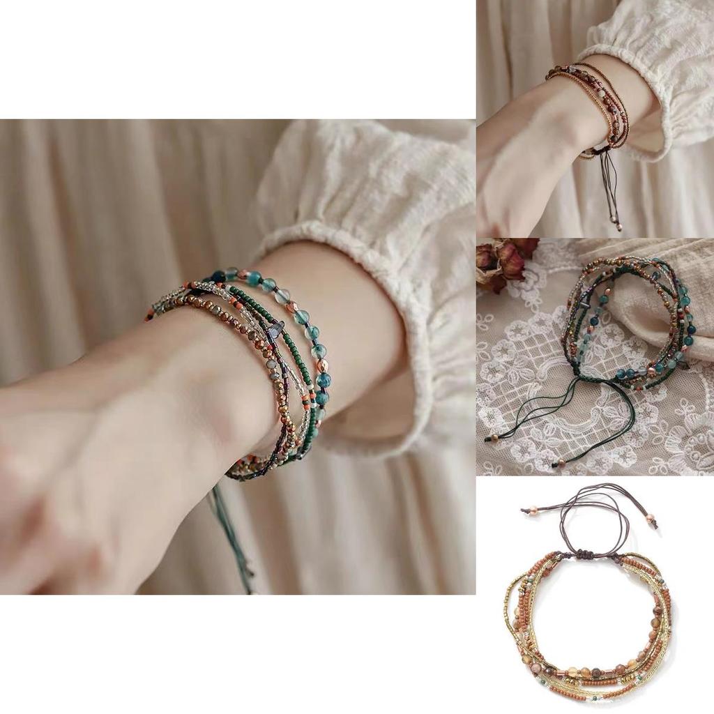 Ethnic Style Colorful Beaded Bracelet Adjustable Summer Womens Boho Accessory