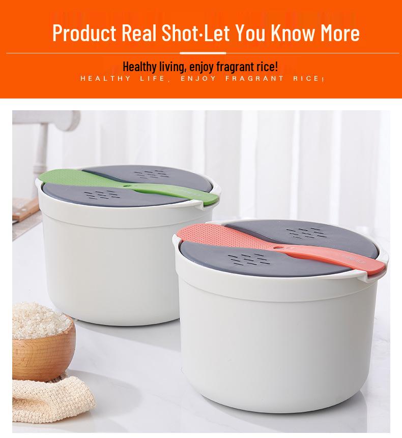 Portable Double-Layer Microwave with Lunch Spoon, Rice Steamer, Large Capacity Soup & Rice Cooker.