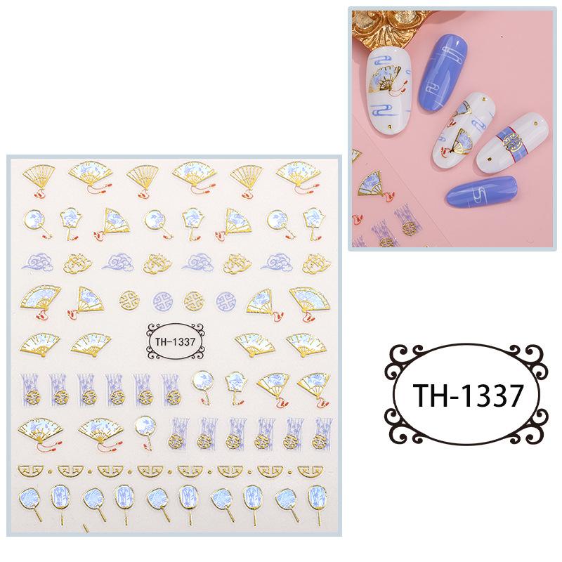 New Year Nail Art Stickers Bronzing Year of the Dragon Chinese Style Mahjong Cartoon Nail Stickers Decoration
