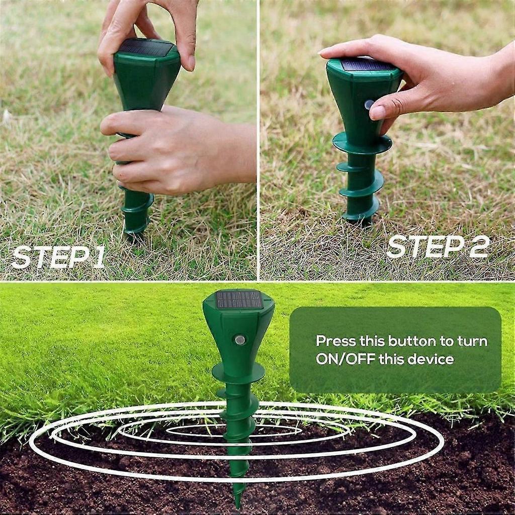 Solar Mole Repellent Ultrasonic, IP65 Waterproof Mole Solar Repellent for Lawns, Rat, Squirrel, Deer, Skunk, Rabbit