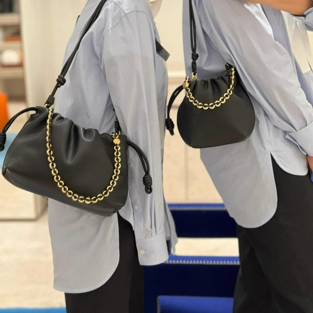 High Quality Leather Women'S Bag Donut Chain Lucky Bag Bag Drawstring Cloud Bag Underarm Bag