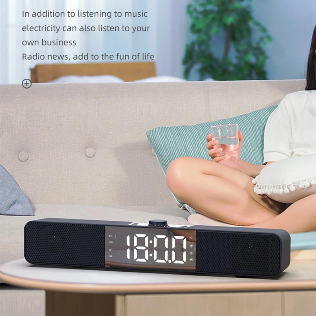 Q10 Desktop Mini Wireless Bluetooth-compatible Heavy Bass Speaker Music Player Alarm Clock